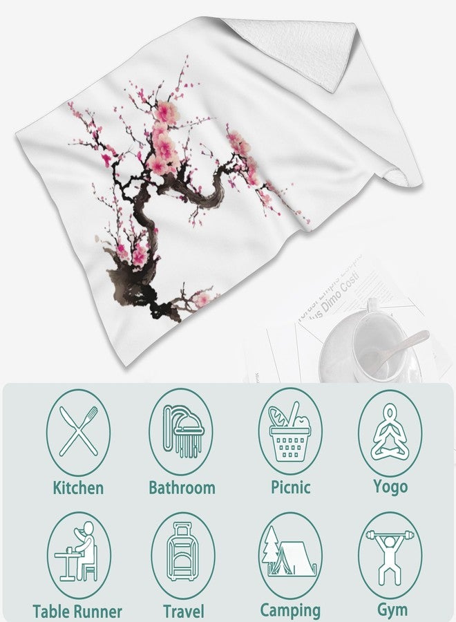 Snowmolle 2 Pack Pink Cherry Blossom Hand Bath Towel,Spring Sakura Flowers Hand Towel Set of 2 Fingertip Towel Bathtub Decorative Kitchen Towel Highly Absorbent SPA Gym 14x28 Inch - Image 5